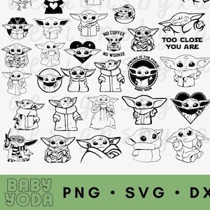 Cute baby y-oda SVG Bundle, Alien Space Creature Cut Files, cute baby Y-oda-Inspired SVG, dxf, png, eps for Cricut, Silhouette and more