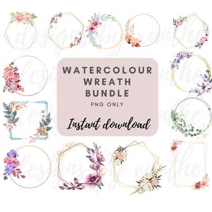 Kranz Png Bundle, Aquarell Kranz Png, Blumenkranz Png, Blumenrand Kranz Clipart, Kranz Sublimation Png, Hochzeitskranz Png