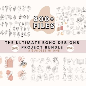 800+ Boho SVG-bestandsbundel, hippie svg, bloemen maan svg, minimalistische svg, boho vrouwen svg, boho clipart, boho elementen svg, boho svg