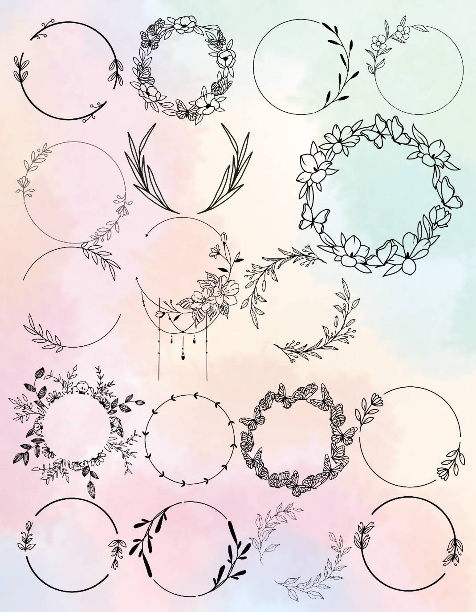Wreath Svg Bundle Circle Svg Bundle Floral Wreath Svg Wedding Wreath ...