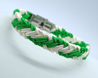 203. Green/ecru braided 6-strand soutache bracelet