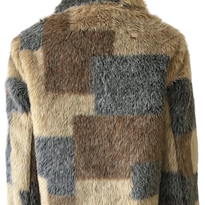 1990s vintage fake fur graphic pattern jacket