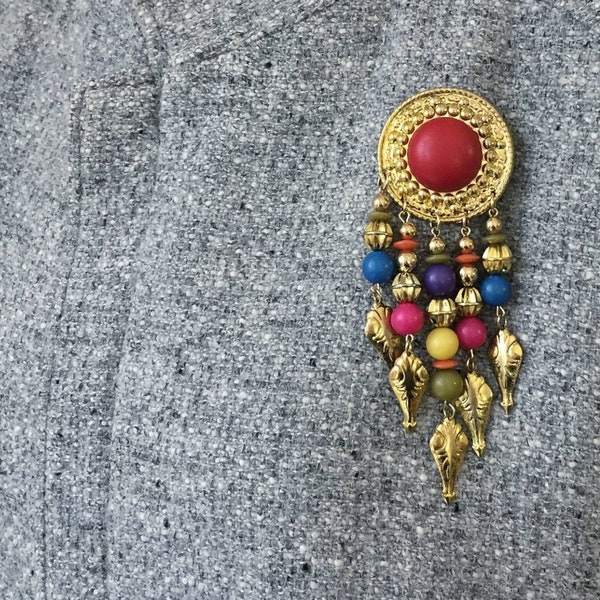 Big colourful vintage brooch