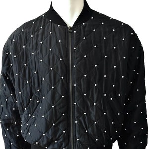 Vintage silk quilted and pearled bomber jacket