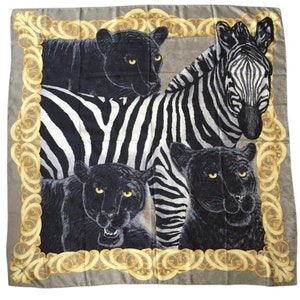 Vintage XXL printed silk scarf