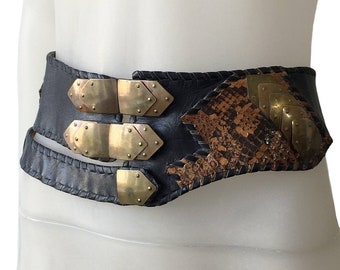 1980s vintage handcrafted leather belt