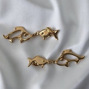 YSL fish clip-on earrings vintage Yves Saint Laurent