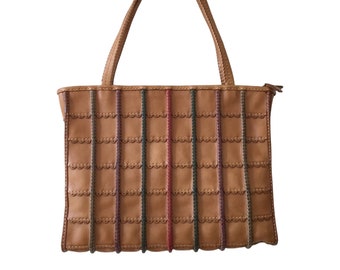 Handcrafted leather shoulder shopper bag