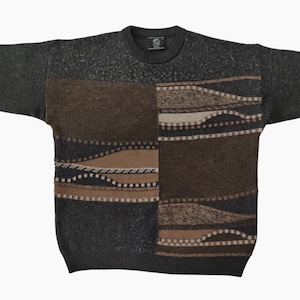 Vintage patterned knit sweater in Coogi or Colucci style