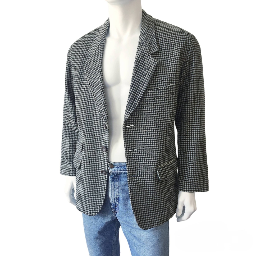 Houndstooth Pattern Print Men Women Leather Boots