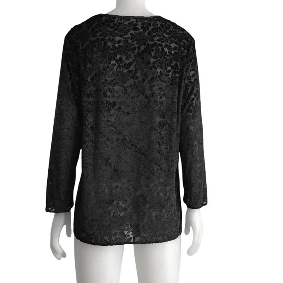 Vintage black velvet long sleeve shirt, transpare… - image 5