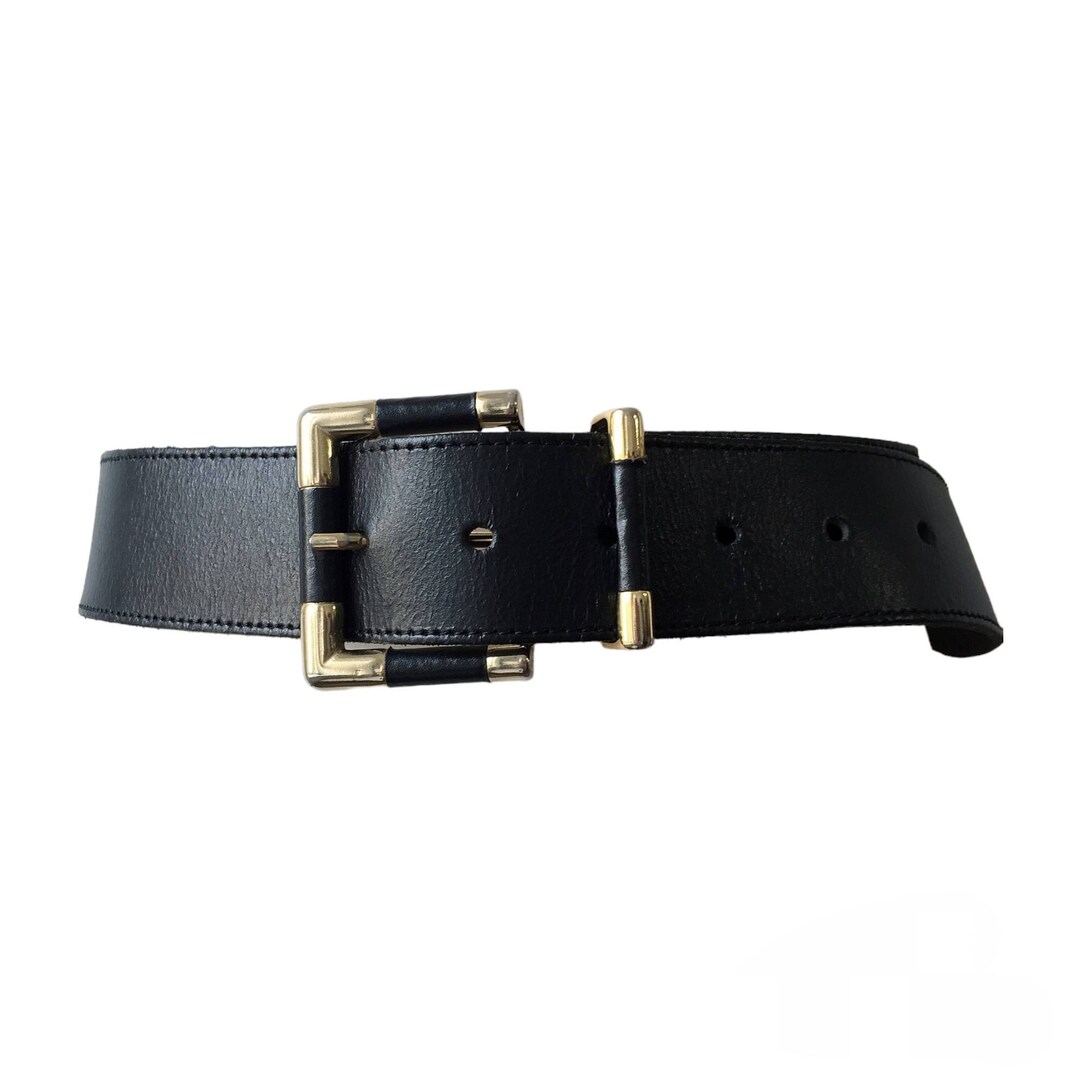 Vintage Black & Gold Belt - Etsy