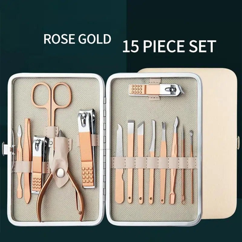 Manicure Set Professional Nail Clippers Kit Pedicure Care Tools- Stainless  Steel Grooming Kit 12Pcs for Travel or Home (Rose Gold) in Dubai - UAE |  Whizz Sets & Kits