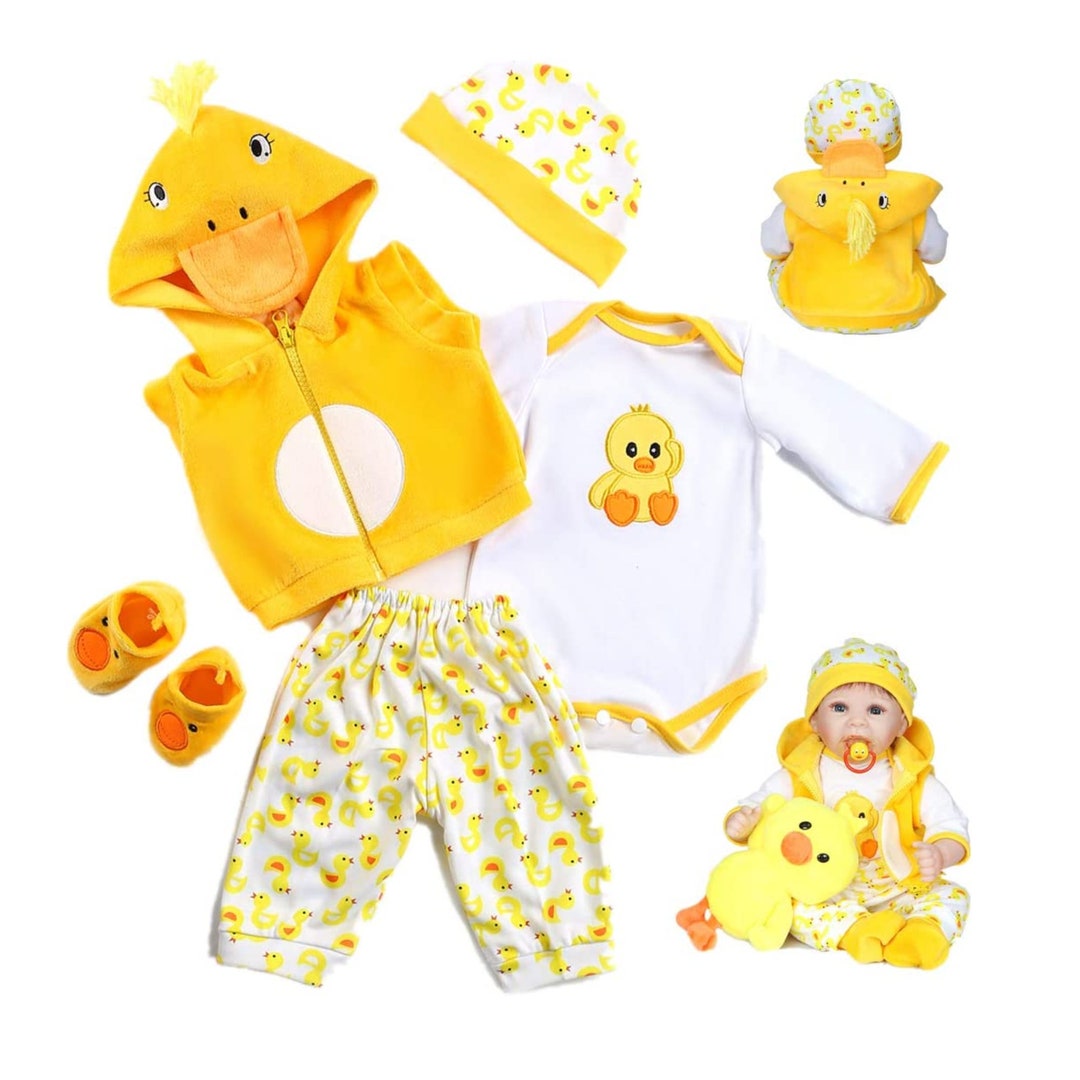 Reborn Baby Dolls Clothes 22 Inch Outfit Accessories Yellow Duck 5pcs