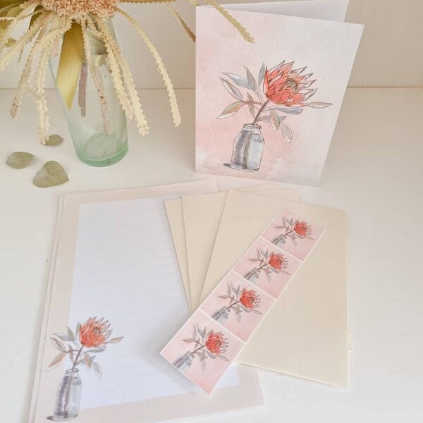 letter writing paper australia Stationery set, letter writing set, letter kit, A5, Protea writing set, writing paper, happy mail.