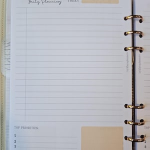 A5 Daily planning Inserts, day to page. Daily refills
