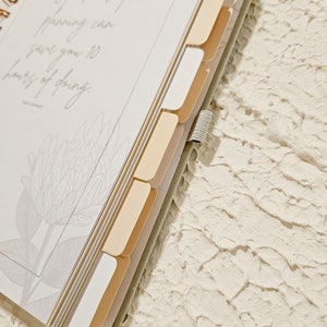 A5 Planner, undated planner, Grey PU leather cover, Rose gold spiral bound, Protea rose gold foiling. image 10