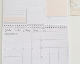 2024 Calendar, Wall Planner, Organiser, spiral bound calendar, Family Calendar, Family Planner, Planner, monthly planning