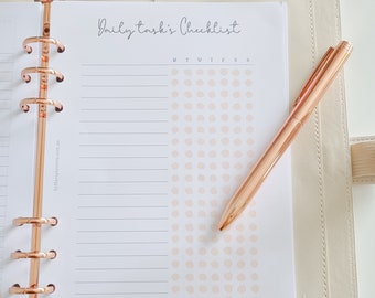 Daily tasks| A5 planner inserts| 6 ring planner|