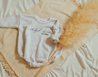 Custom Embroidered Baby Bubble Romper | Grey Personalized Baby Romper | Personalized Baby Gift | Baby Shower Gift Ideas | Baby Birthday Gift