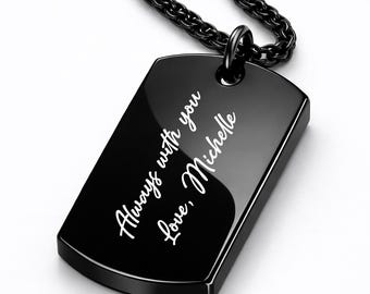 Custom Engraved Dog Tag Necklace, Personalized Gift for Him, Groomsmen Gift