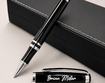 Personalized Engraved Black Lacquer Ballpoint Pen New Business Owner Gift
