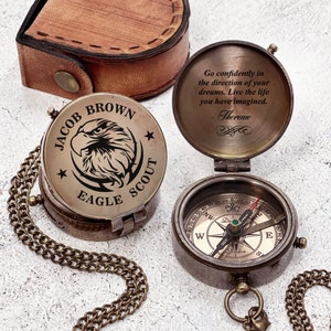 Engraved Brass Compass: Personalized Boy Scout Gift, Confirmation, Communion
