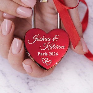 Personalized Love Lock for Couples, Engraved Wedding Padlock Gift with Names, Unity Ceremony Keepsake