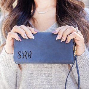 Cartera de cuero personalizada para mujer, monedero de cuero personalizado, cartera de cuero para mujer con cremallera, cartera de cuero personalizada para ella, regalo para mamá