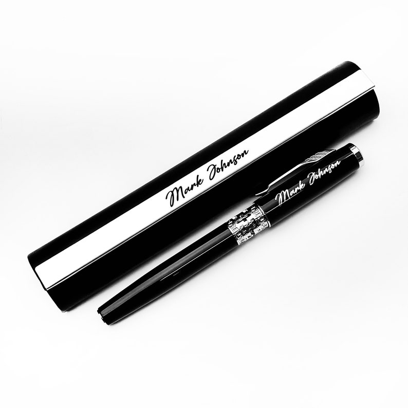 Black Lacquer Personalized Ballpoint Pen Stunning Luxury Pen, Best Ball Pen Gifts for Men & Women, Professional Corporate Gifts Boss Teacher image 4