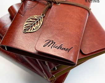 Personalized Leather Journal Custom Engraved Notebook Pocket Travel Journal Gift