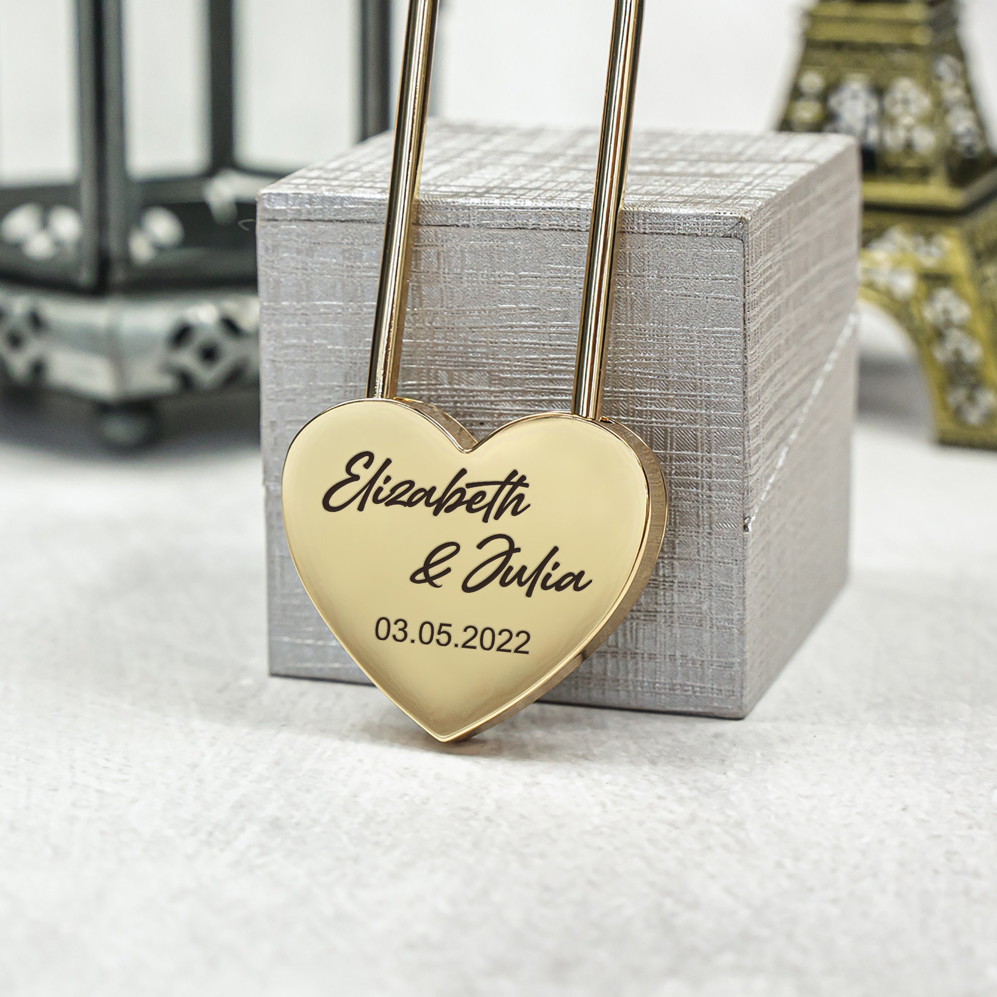 Key and Heart Shaped Padlock in Vintage Style by croisy