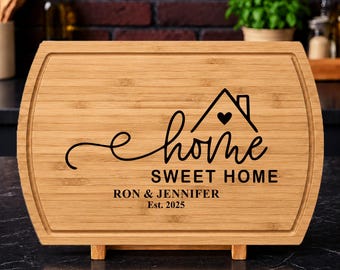 Kaasplank van bamboe op maat, cadeau voor makelaar bij afsluiting van een nieuw huis, gepersonaliseerd gastgeschenk voor de nieuwe eigenaar