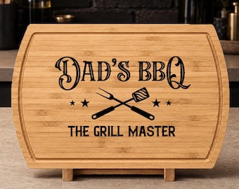 Gepersonaliseerde bamboe grillsnijplank, King of the Grill BBQ-cadeau voor papa
