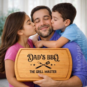 Personalized Grill Master Cutting Board BBQ Gift for Him Engraved Walnut Steak Board image 3