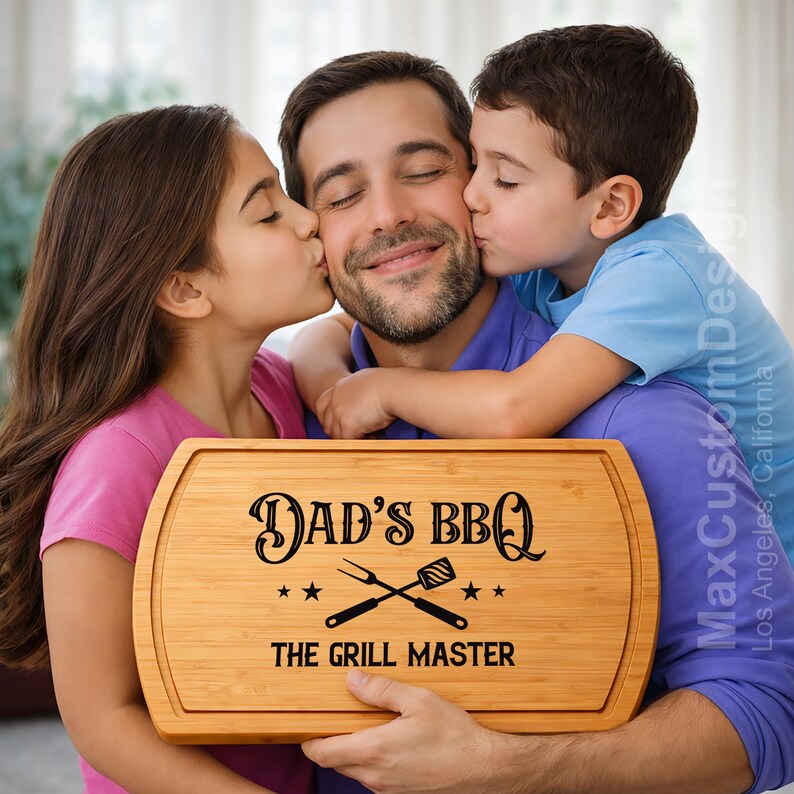 Personalized Grill Master Cutting Board BBQ Gift for Him Engraved Walnut Steak Board image 3