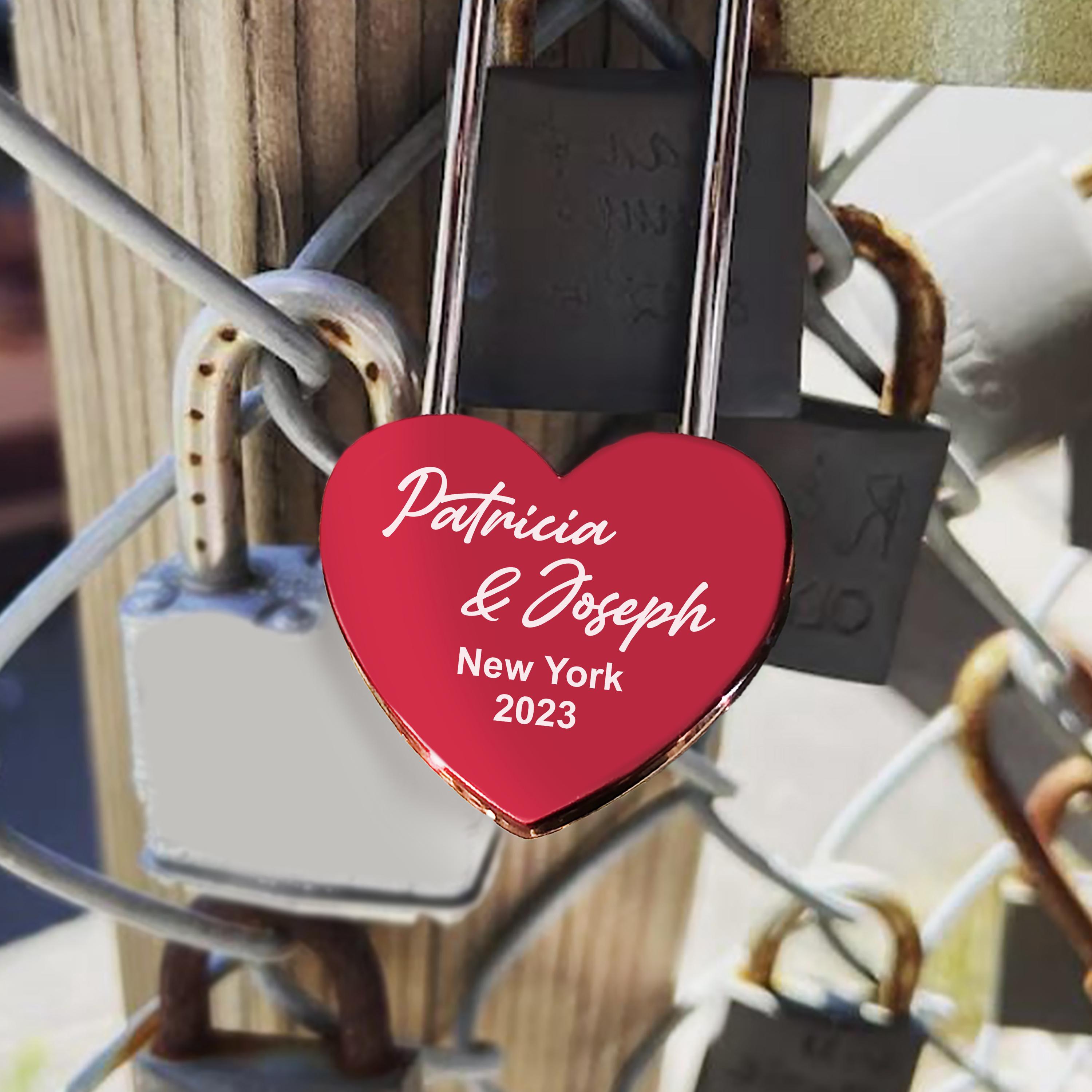 Personalized Red Love Lock With Key, Custom Engraved Padlock, Wedding ...