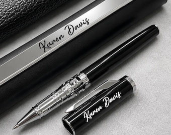 Personalized Engraved Black Ballpoint Pen, Wedding Gift for Groom