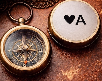 Personalized Brass Compass Necklace