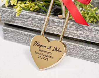 Wedding love lock personalized bridge love lock, padlock with key love lock engraved, gold lovelock for lovers Wedding Gifts honeymoon trip