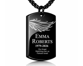 Stainless Steel Dog Tag Necklace for Men – Personalized Memorial Sympathy Gift