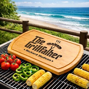 Personalized Grill Master Cutting Board BBQ Gift for Him Engraved Walnut Steak Board image 12