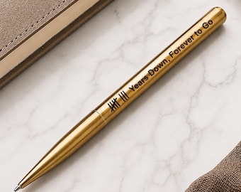 Personalized Bronze Twisted Pen, Custom Engraved Tally Marks Anniversary Gift for Him