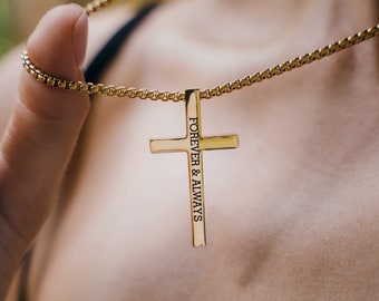 Mens Cross Necklace Black Cross Necklace for Men, Men Everyday Jewelry Cross Necklace, Silver Cross Necklace, Gold Cross Pendant with Chain