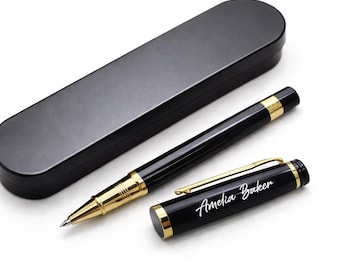 Personalized Black Gold Custom Name Pen, Professional Career Gift, Executive Pen