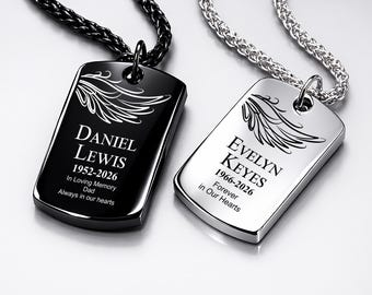 Personalized Military Dog Tag Necklace, Engraved Memorial Gift for Men, Custom Sympathy Jewelry
