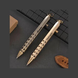 Personalized Bolt Action Brass Pen: Engraved Tactical Pen, Military Gift