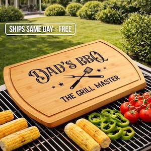 Personalized Grill Master Cutting Board BBQ Gift for Him Engraved Walnut Steak Board image 1