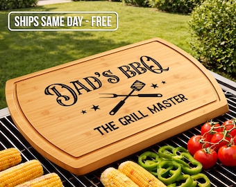 Personalized Grill Master Cutting Board BBQ Gift for Him Engraved Walnut Steak Board