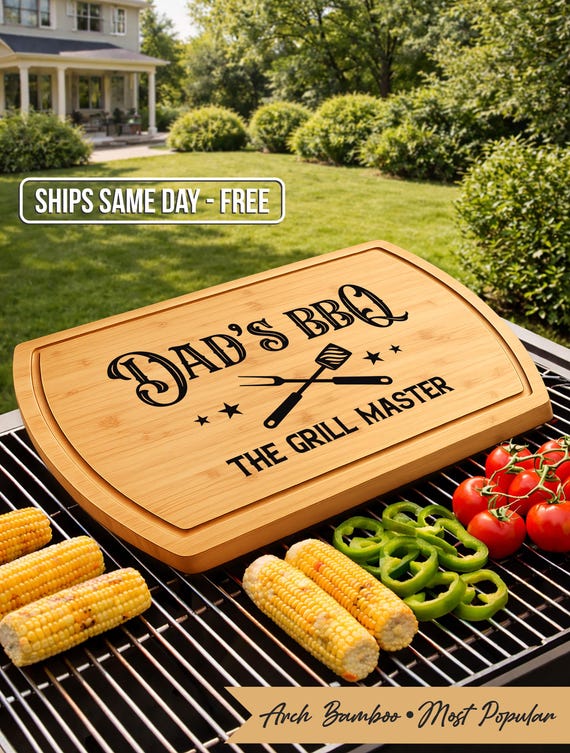 Personalized Grill Master Cutting Board BBQ Gift for Him Engraved Walnut Steak Board